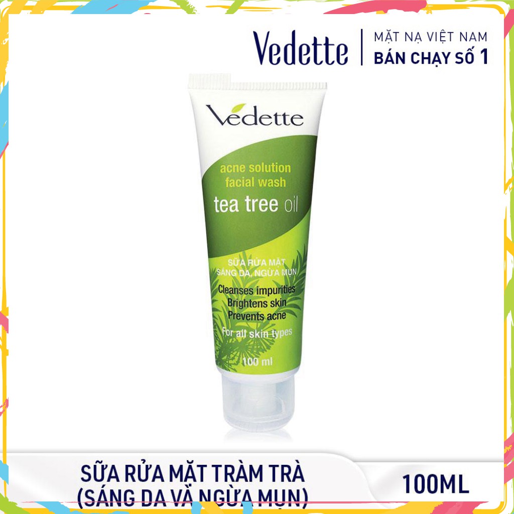 Sữa Rửa Mặt Tràm Trà 100ml Tea Tree Oil VEDETTE - SÁNG DA VÀ NGỪA MỤN - TP05001005013