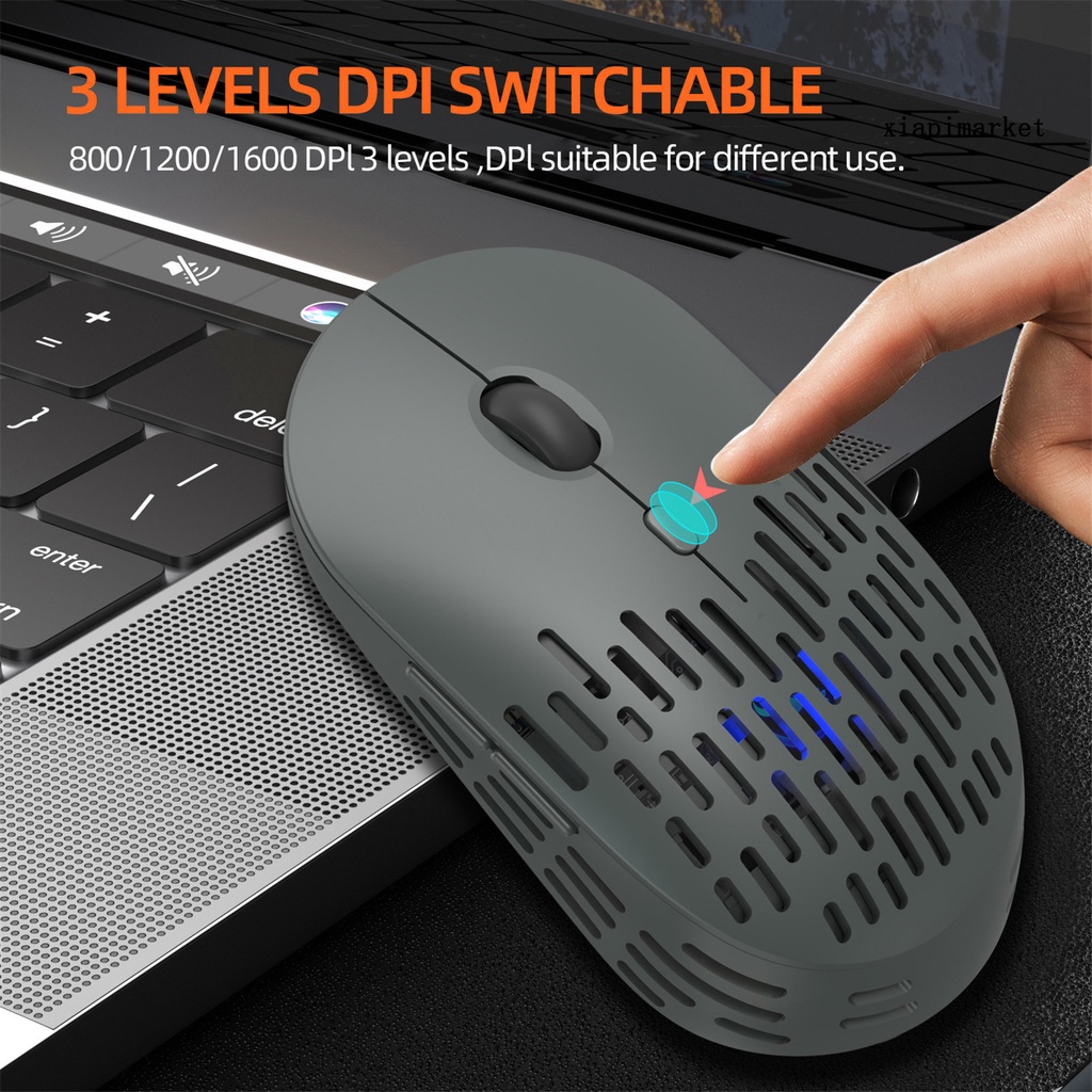 LOP_6 Buttons 1600dpi 2.4G Luminous Hole Rechargeable Wireless Mute Gaming Mouse