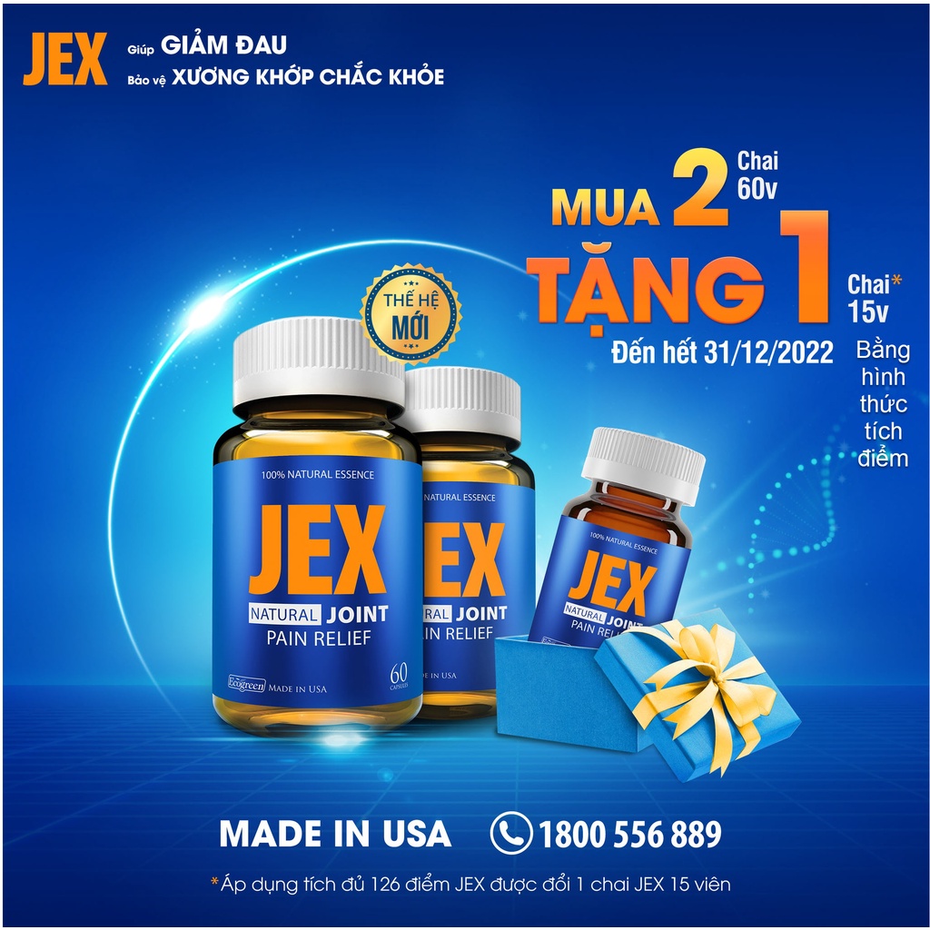 (Mẫu mới) JEX MAX Chính Hãng - Viên uống hỗ trợ điều trị viêm khớp - bổ khớp, tái tạo sụn khớp- Có tem tích điểm