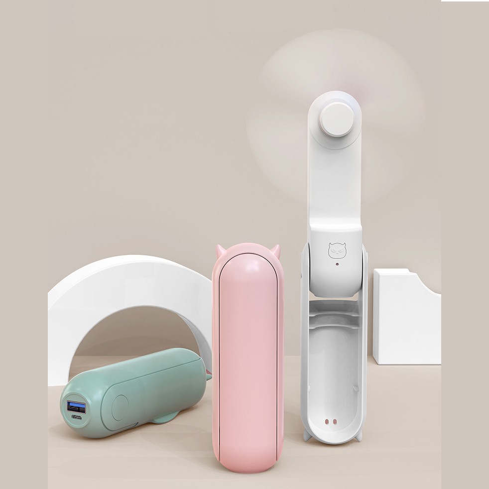 Quạt mini cầm tay đa năng gấp gọn kiêm sạc dự phòng tiện dụng | BigBuy360 - bigbuy360.vn