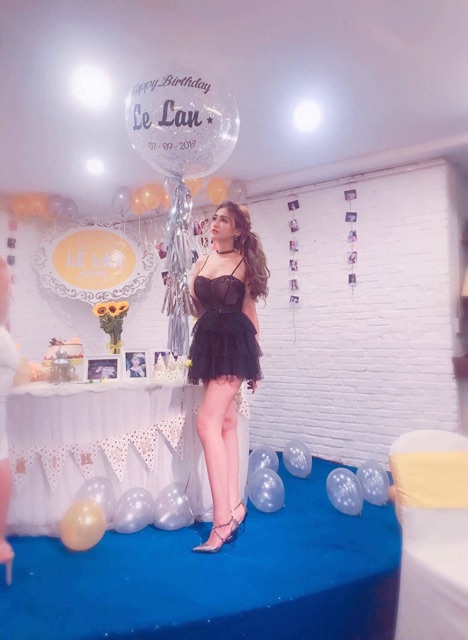 Váy 2 dây voan xoè tầng màu hồng , đen