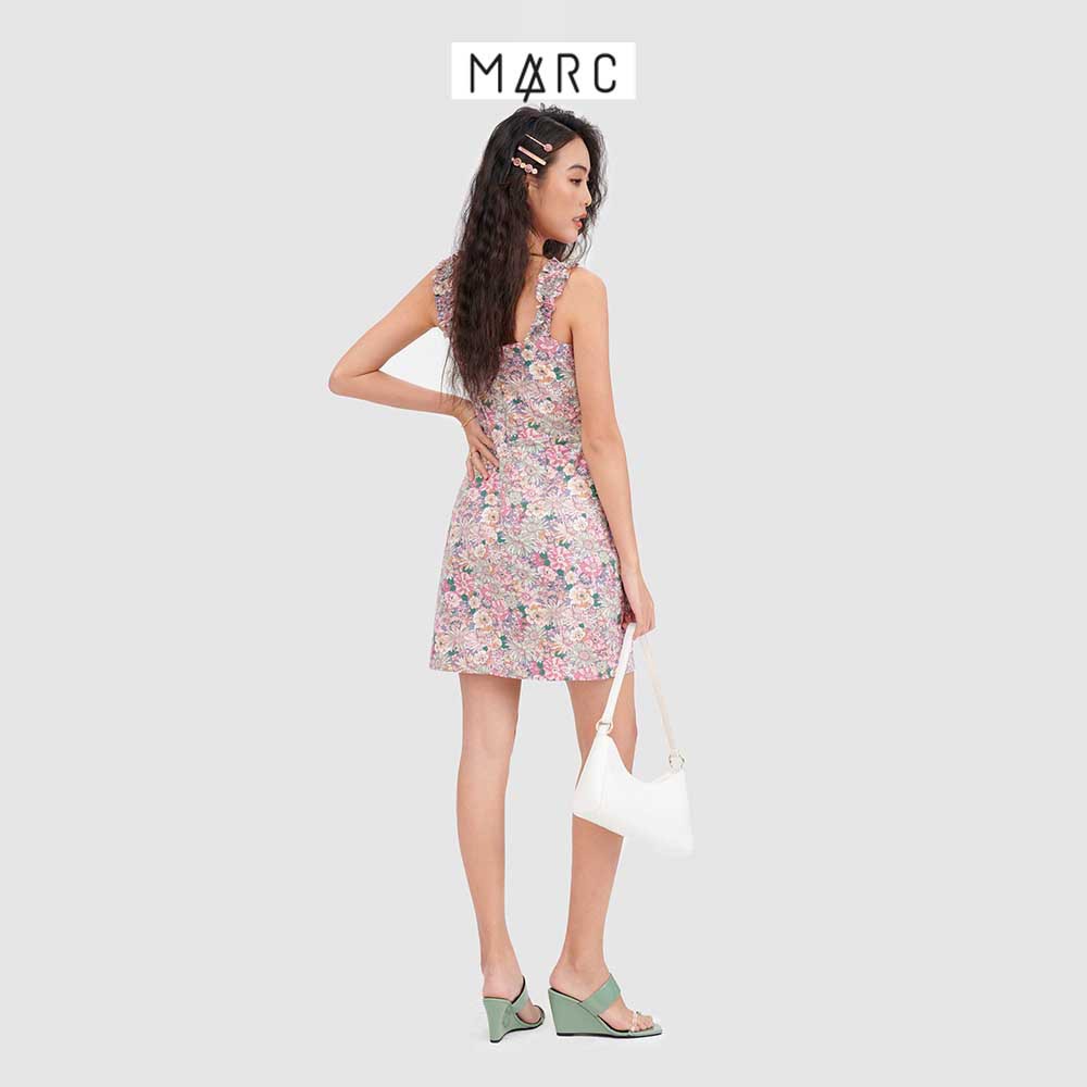 Đầm nữ MARC FASHON mini 2 dây nhún hoạ tiết hoa