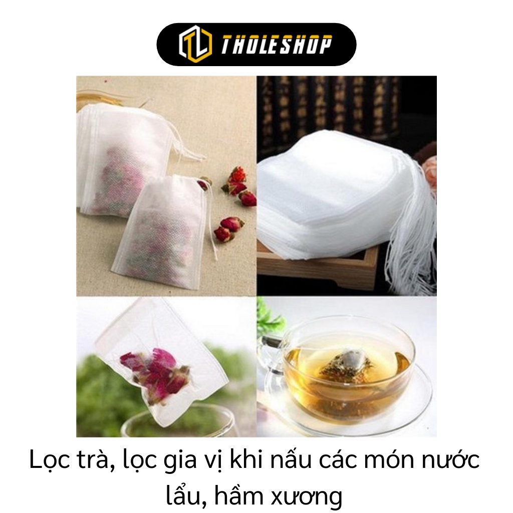 Túi Lọc Trà - Combo 100 Túi Lọc Đựng Trà, Cà Phê, Gia Vị Bằng Vải Không Dệt Có Dây Rút 7393