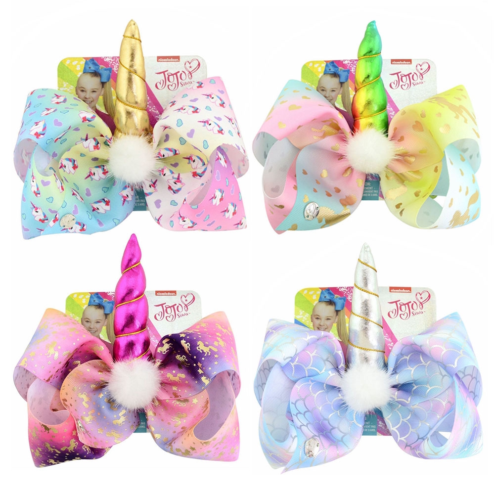 JOJO Siwa Series Rainbow Star Unicorn Nút Nơ Siêu Lớn, Phụ Kiện Tóc Cho Bé Gái