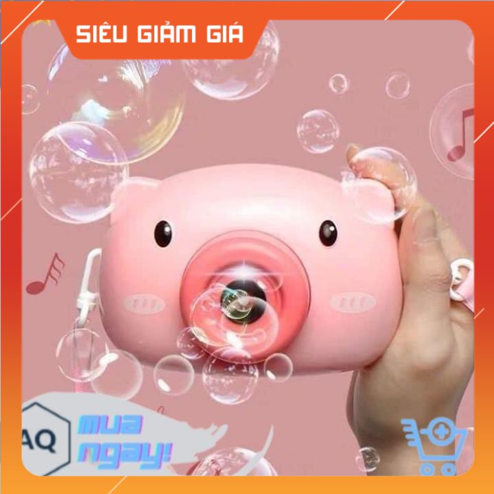 Đồ Chơi Máy Ảnh Hình Heo Hồng Thổi Bong Bóng, Phát Nhạc Ngộ Nghĩnh Đáng Yêu Cho Bé - BX