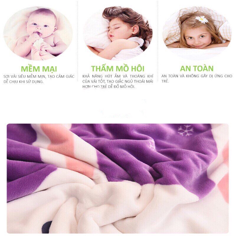 Chăn lông cừu cho bé 1mx1m4, mền lông cừu dày ấm mềm mịn cho mùa đông nặng 700g