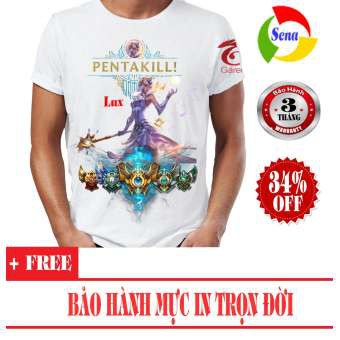 Áo thun Liên Minh Huyền Thoại 3D Tướng Lux Skin Thap Dai Nguyen To Pentakill (Trắng