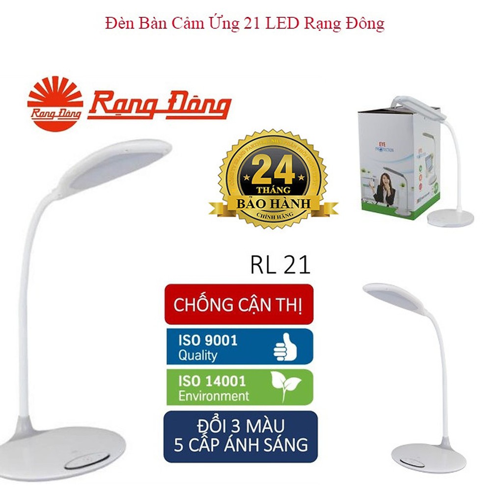 [Tặng BÚT độc quyền] Đèn học để bàn cảm ứng chống cận thị Chip LED samsung Led 6W Bảo hành 2 năm RD-RL-21