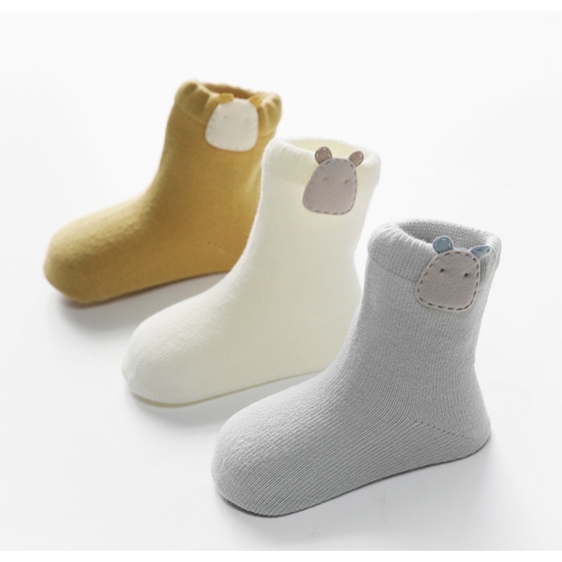 Set 3 đôi tất trẻ em KID SOCKS cao cấp, chất dày giữ ấm có chống trượt Cho bé từ 0-3 tuổi