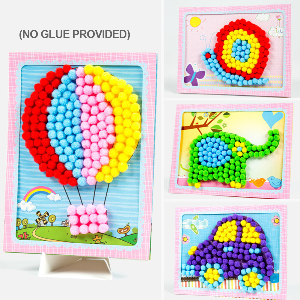 TD Baby Kids Creative DIY Plush Ball Painting Stickers Đồ chơi Trẻ em Làm bằng tay Mô hình hoạt hình Thủ công mỹ nghệ