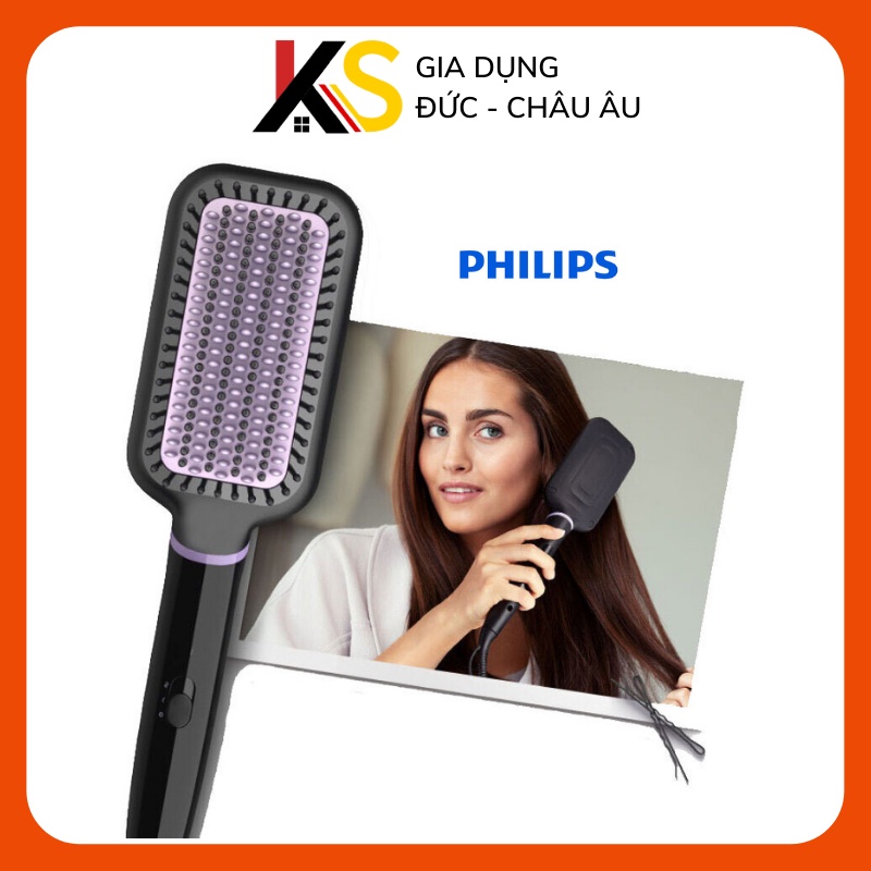 Lược chải duỗi tóc thẳng tự nhiên bóng mượt công nghệ ThermoProtect không cần hóa chất Philips BHH880/00 nhập khẩu Đức