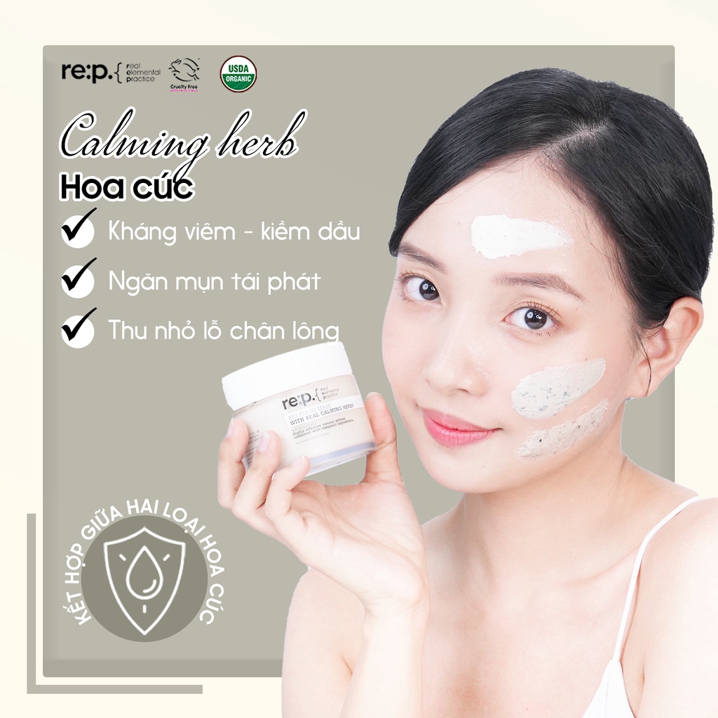 Mặt Nạ REP Mặt Nạ Đất Sét Hữu Cơ Hoa Cúc Giảm Sưng Mụn RE:P BIO FRESH MASK WITH REAL CALMING HERB 130G