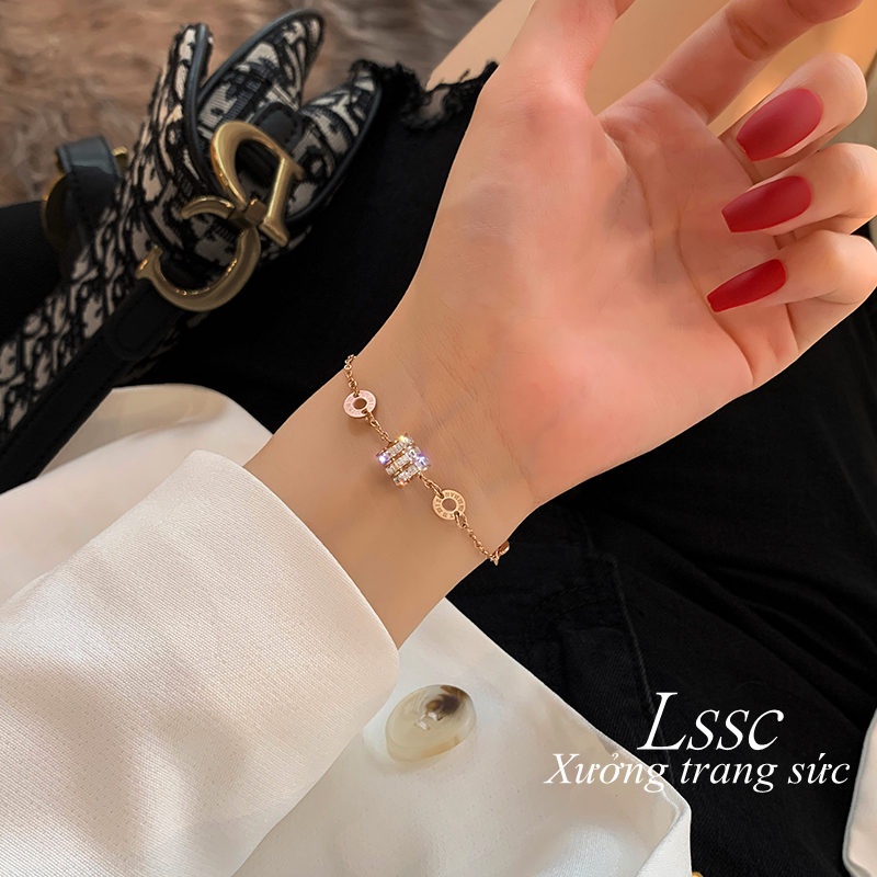 Vòng tay nữ 100% TITAN NGUYÊN CHẤT lắc tay nữ KHÔNG GỈ đính đá pha lê phong cách ins hàn quốc trang sức nữ thời trang