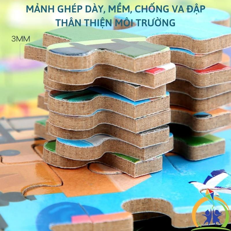 Đồ chơi xếp hình cho bé GenKids Tranh ghép hình bằng gỗ 100 mảnh có tranh hướng dẫn và hộp đựng cao cấp