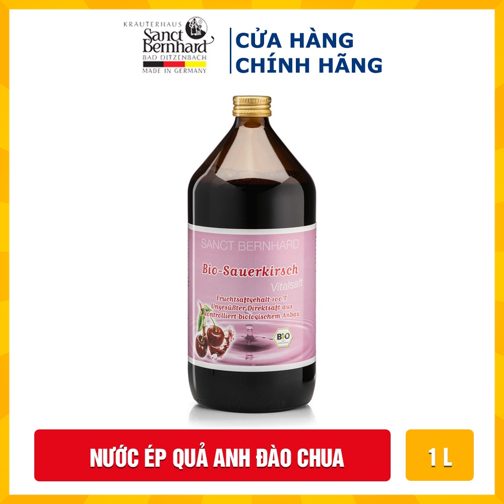 Nước ép quả anh đào chua Bio - Sauerkirsch (1 lít) - [Chính hãng Sanct Bernhard Đức ]