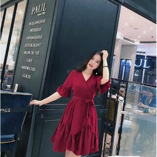 VÁY ĐẮP CHÉO ĐUÔI CÁ TIỂU THƯ_VÁY CỔ V ĐẮP CHÉO F.Q.S.P Store