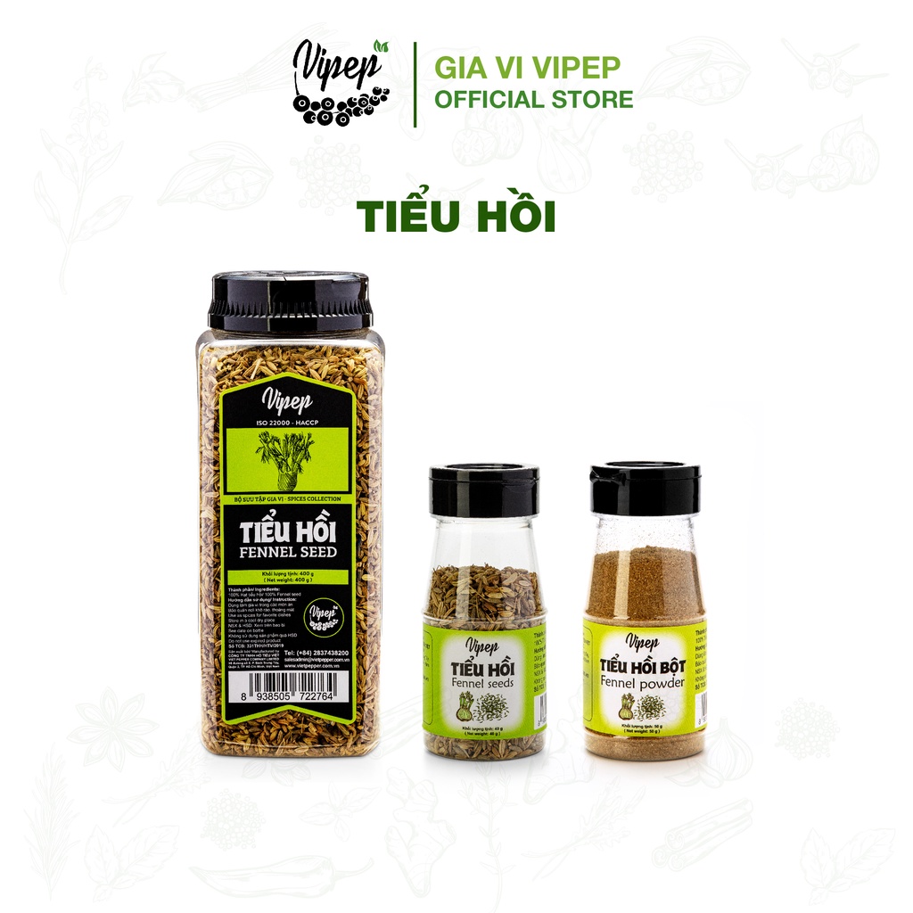 Tiểu Hồi Vipep 40 - 50 - 400g, bột gia vị nguyên chất, sạch, thơm ngon