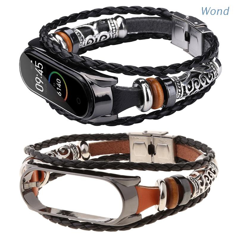 Wond Vintage Braided Rope Wristband Metal Buckle Watch Band Strap Replacement for Xiaomi Mi Band 4/3 Bracelet Accessories