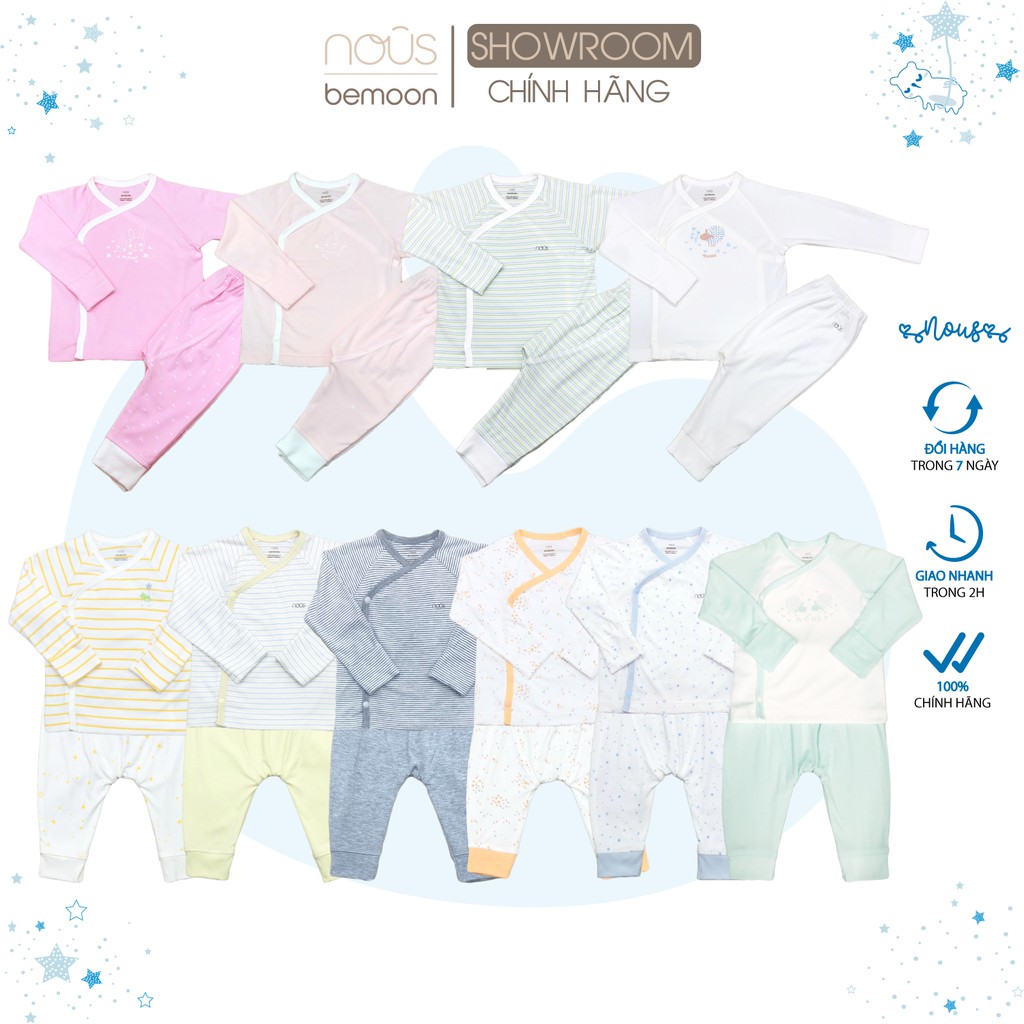 [FULL] Bộ quần áo sơ sinh cài lệch newborn Nous Petit (3-5.5kg)