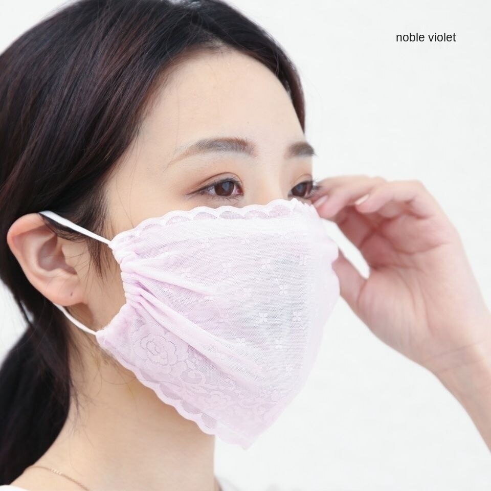 [Hàng mới về] Khẩu trang 2 lớp lụa lạnh siêu mỏng phối ren siêu mỏng siêu thoáng khí chống nắng co giãn giặt được