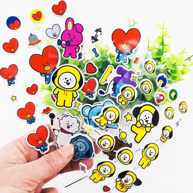 Sticker nổi hình BT21 - Sticker 3D hình BT21 - Hình dán BT21