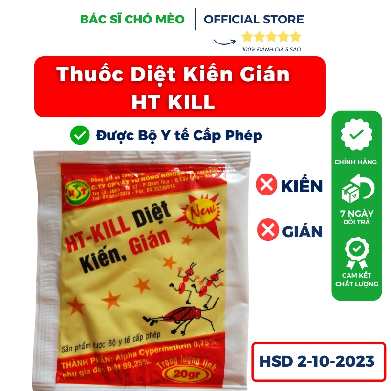 Bột Diệt Kiến Sinh Học  Diệt Gián 100% HT KILL Rắc Diệt Kiến Ba Khoang, Kiến Lửa Bộ Y Tế Cấp Phép