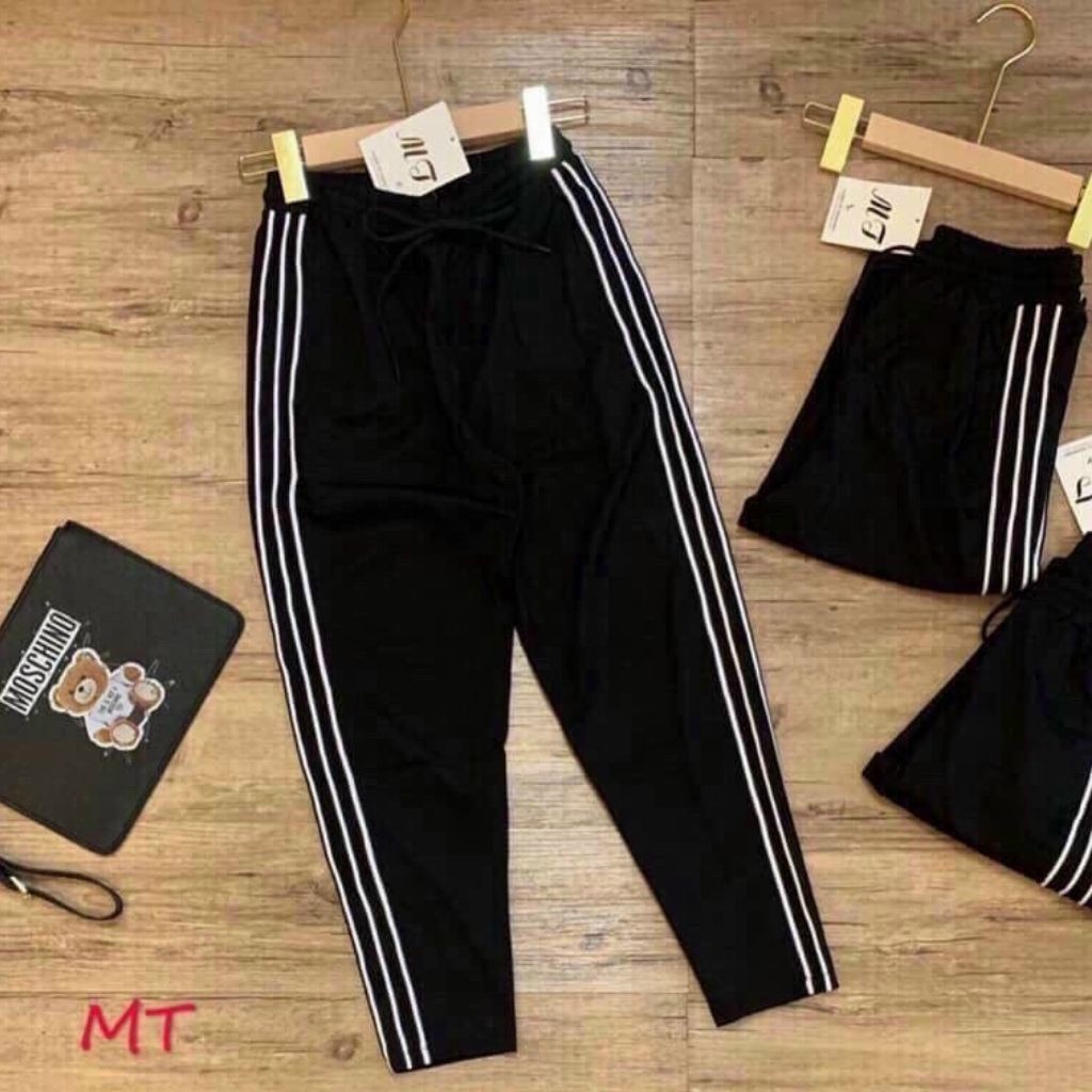 Quần thể thao nữ 3 sọc dáng baggy chất umi hàn cực đanh cao cấp