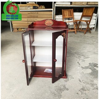 Tủ Y Tế , Tủ Thuốc Gỗ Mái Bằng  [FreeShip - GỖ XUẤT KHẨU]