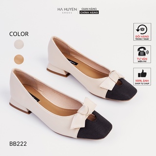 Giày búp bê nữ hà huyền mũi captoe thắt nơ xinh xắn - bb220