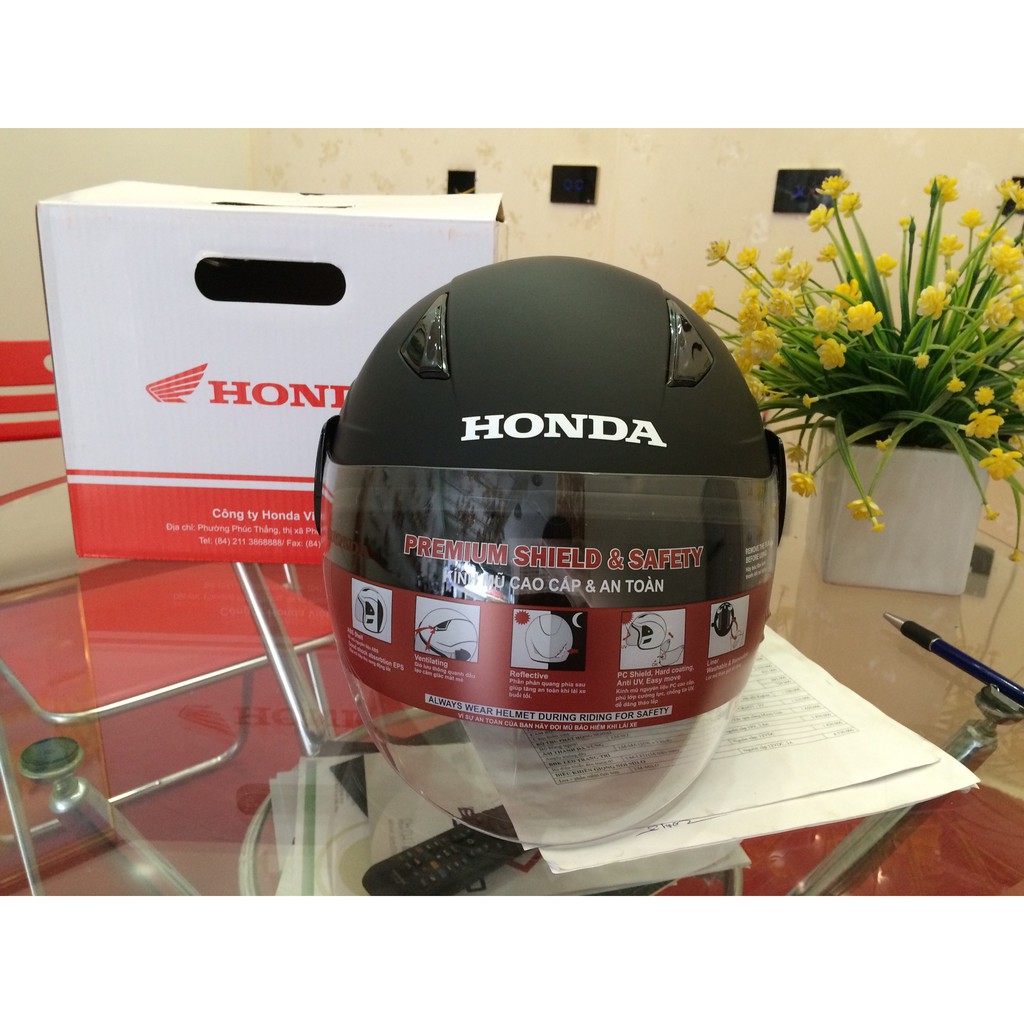 Mũ bảo hiểm 3/4 Đen mờ chính hãng bảo hành 6 tháng