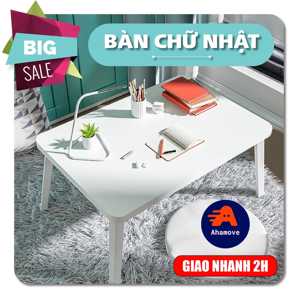BÀN CHỮ NHẬT GỖ ngồi bệt size 60x40cm hình chữ nhật cao cấp màu trắng sang trọng, hiện đại