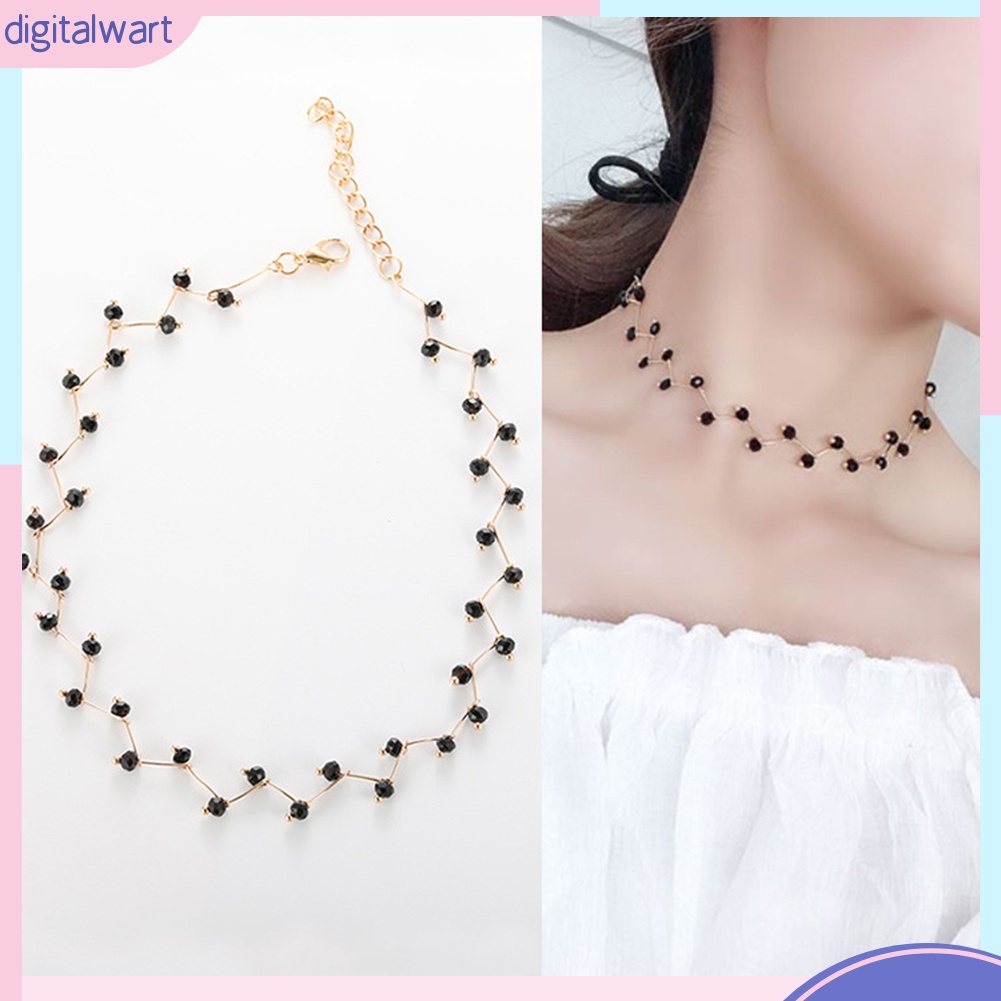 Vòng Cổ Choker Phối Hạt Đen Thời Trang Xinh Xắn Cho Nữ