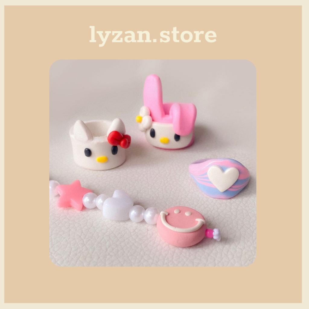 [TẶNG QUÀ] Nhẫn Đất Sét Hình Mèo Hello Kitty