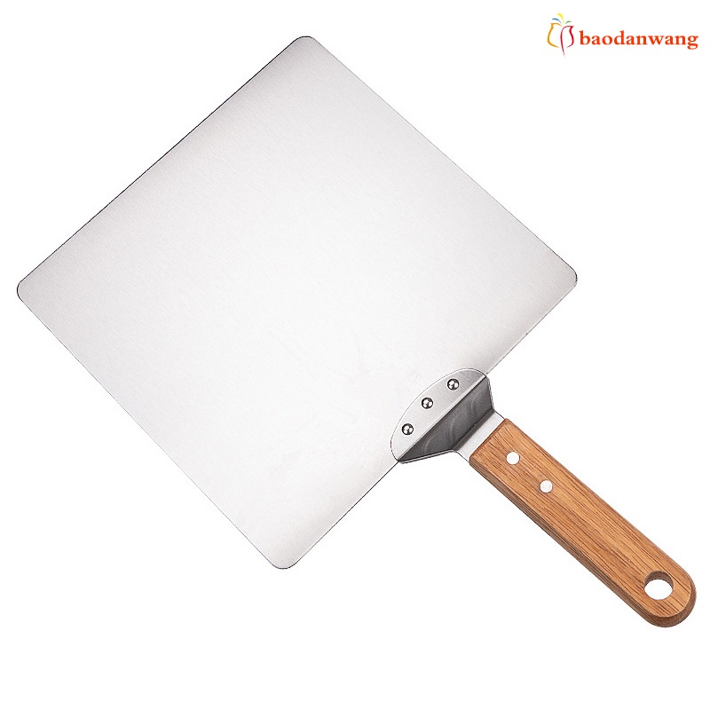 Xẻng xúc bánh pizza bằng thép không gỉ 10 inch tay cầm gỗ tiện dụng