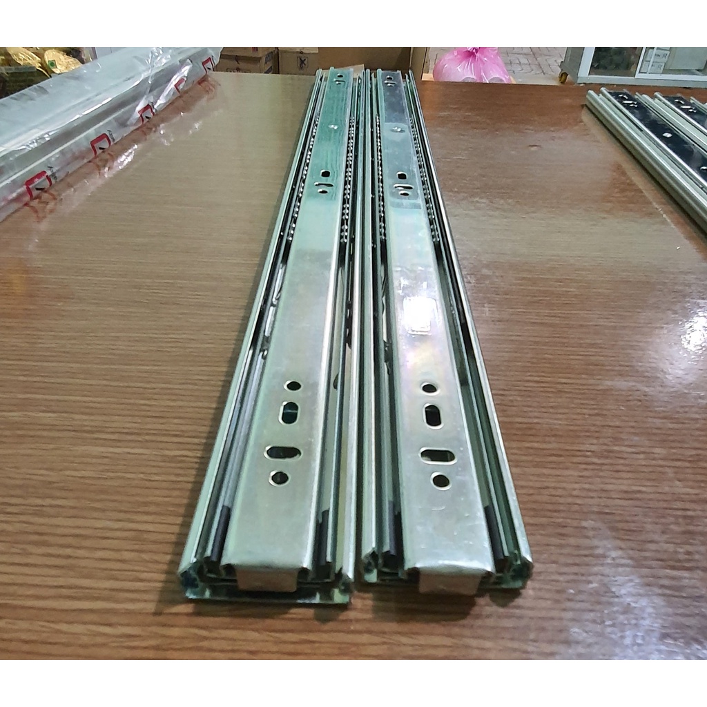 Bộ 02 Thanh ray bi trượt 3 tầng dùng làm ngăn kéo các loại tủ, bàn - đủ kích thước 25-30-35-40-45-50cm