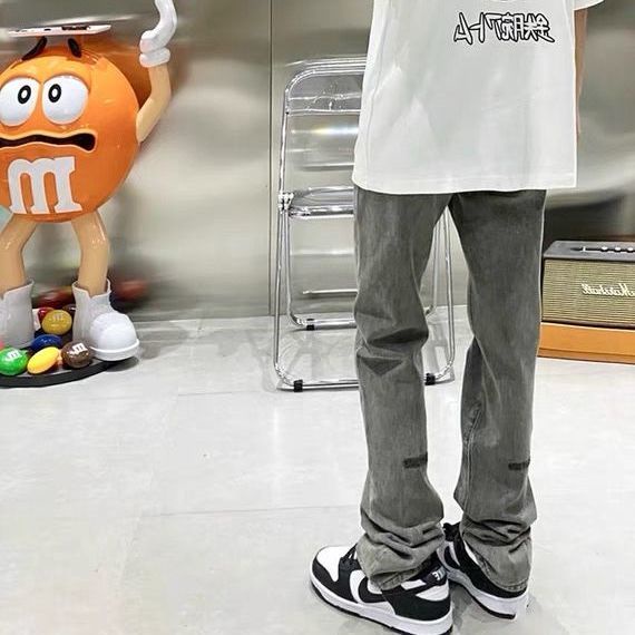 ☜☈Quần Jean Xám Khói Mỏng Dáng Rộng Ống Khói Phong Cách Đường Phố Retro Thời Trang Mùa Xuân Hàng Mới Dành Cho Bạn Nữ