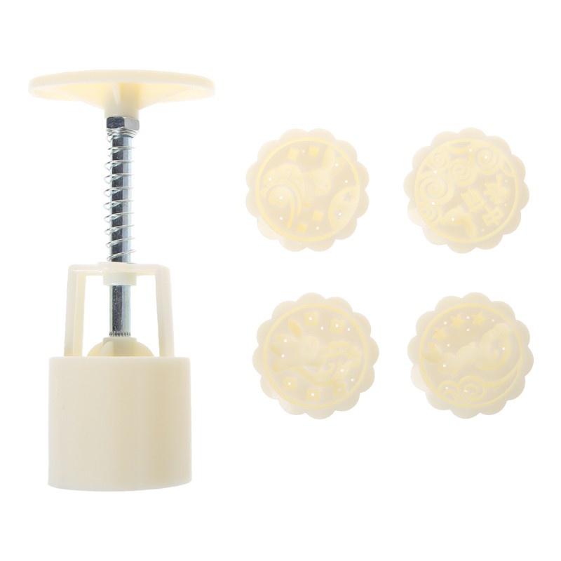 Khuôn Làm Bánh Trung Thu / Mặt Trăng / Bánh Trung Thu Diy Hình Tròn 4 Ngăn 50g