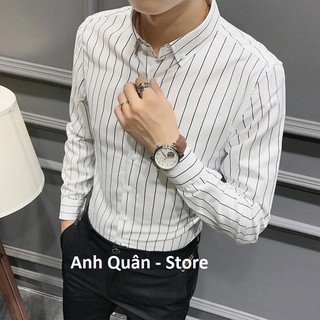 Áo sơ mi trắng kẻ sọc đen mẫu mới nhất 2019