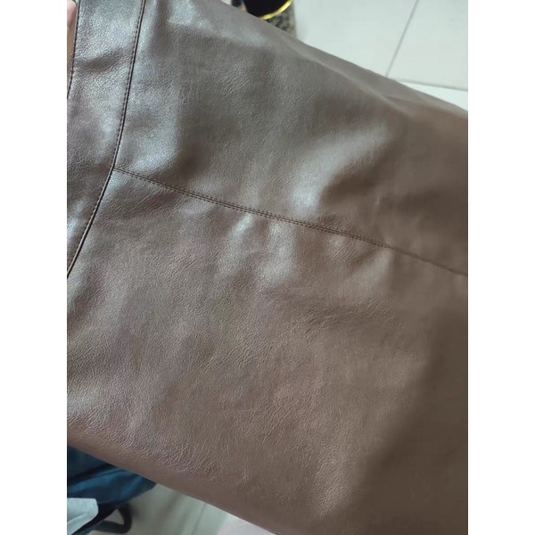 Chân váy da tông màu nâu vintage dáng chữ A dáng ngắn có quần trong đi làm đi chơi du lịch