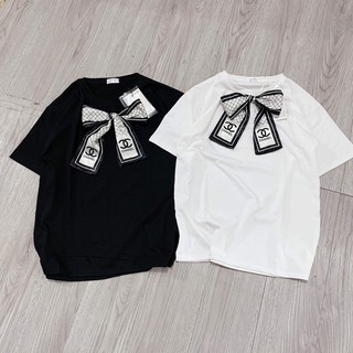 Áo thun chữ X nơ cổ DH12