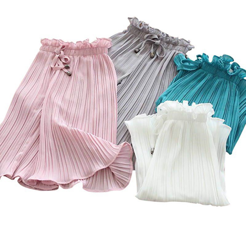 Quần ống rộng thiết kế xếp ly hợp thời trang cho bé gái