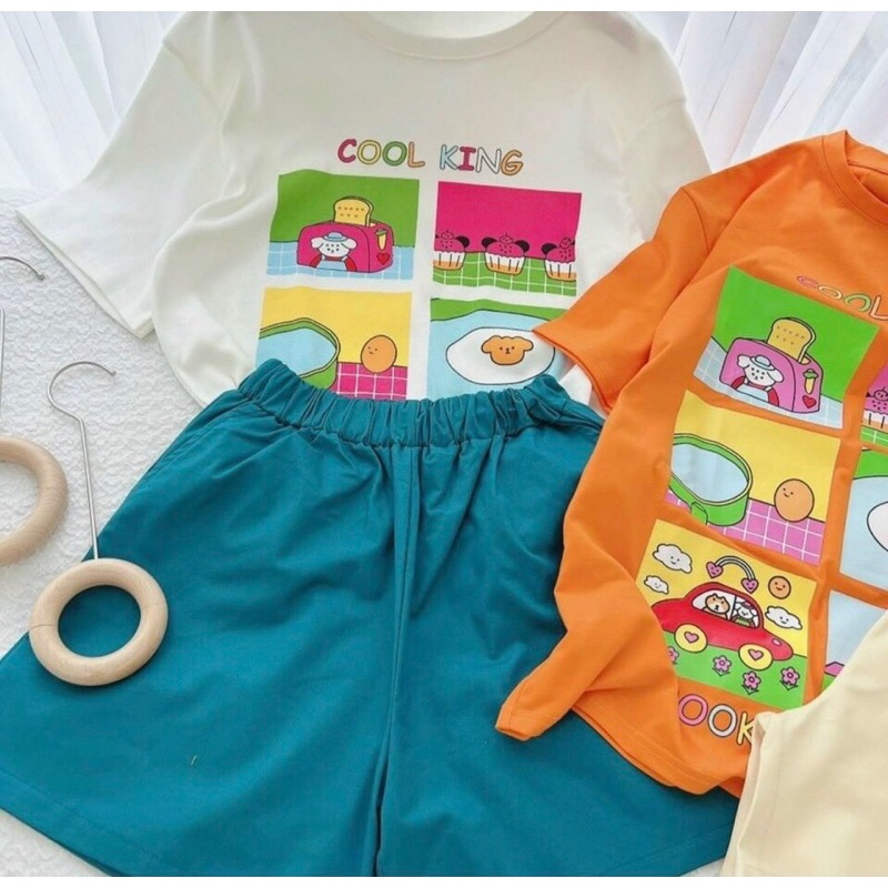 Set Đồ Thun COOL KING Quần Kaki 🌸Bộ đồ hè Áo phông Nữ unisex tay lỡ quần ống rộng Ulzzang🌸