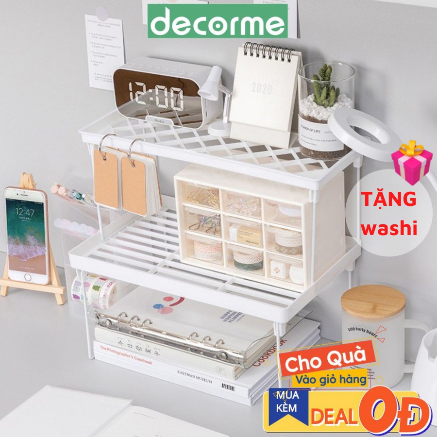 Kệ xếp đồ gấp gọn đa năng có thể ghép nhiều tầng desk decor bàn học DecorMe