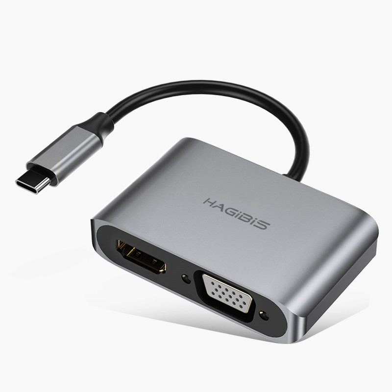 [Mã 159ELSALE hoàn 7% xu đơn 300K] Cổng chuyển đổi Hagibis 2in1 USB-C to HDMI/VGA 4K