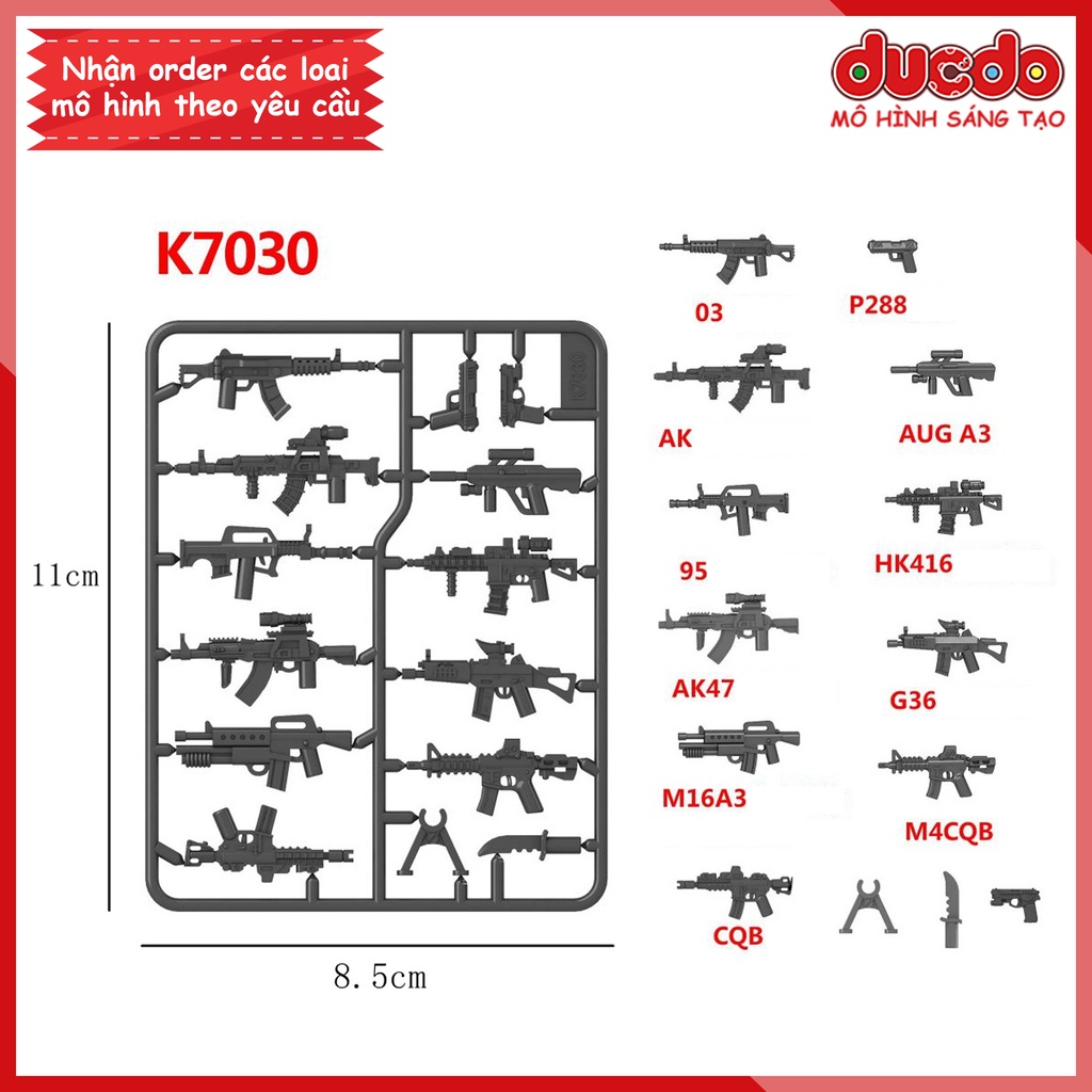 Vỉ Phụ kiện trang bị vũ khí siêu chất - Đồ chơi Lắp ghép Mini Minifigures Army lính Mô hình ww2 K7029 K7030 K7031 K7032