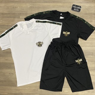 BỘ ĐỒ NAM MÙA HÈ VIỀN XANH HỌA TIẾT ONG TRẮNG kèm ảnh thật