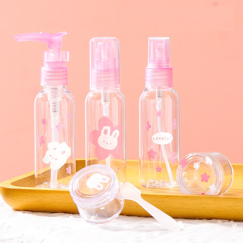 Bộ Chai Lọ Chiết Mỹ Phẩm Đi Du Lịch Công Tác Hình Cute Dễ Thương Loại To - Set 5 Món