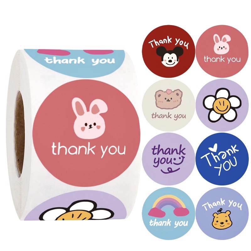 Tem Thank You Dễ Thương- Cuộn 500 Tem M100