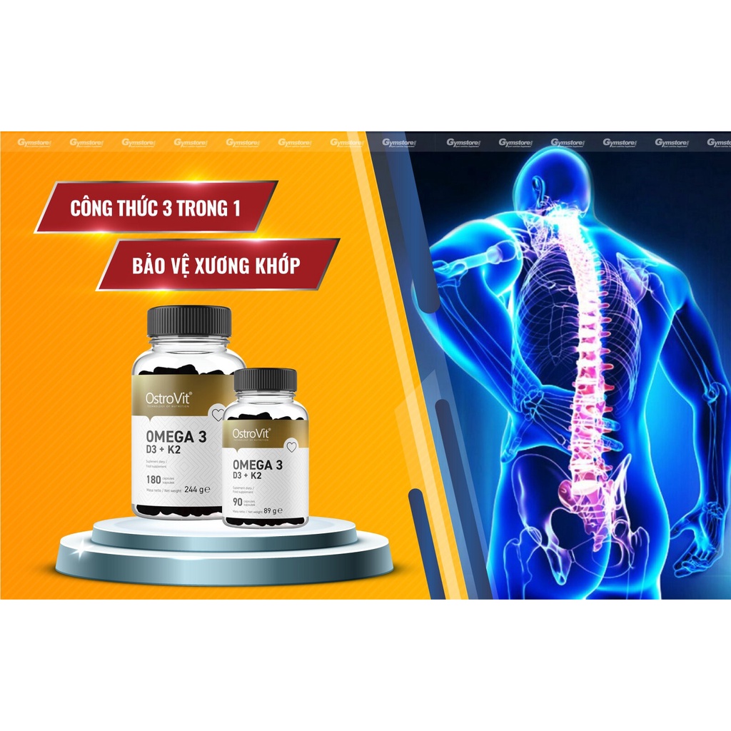Viên Dầu Cá OSTROVIT OMEGA3 D3 + K2  - Hỗ Trợ Xương Khớp, Tốt Cho Tim Mạch, Mắt, Tăng Đề Kháng