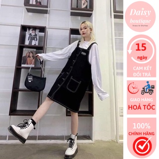 [Video+Ảnh Thật] Set Váy Yếm Logo Chỉ Nổi, Mặc Mùa Đông Mùa Hè Đều Được, Có Size To Daisy Boutique Mã 301
